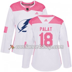 Adidas Maillot de Hockey Tampa Bay Lightning Ondrej Palat 18 2017-2018 Blanc Rose Fashion Authentic - Femme